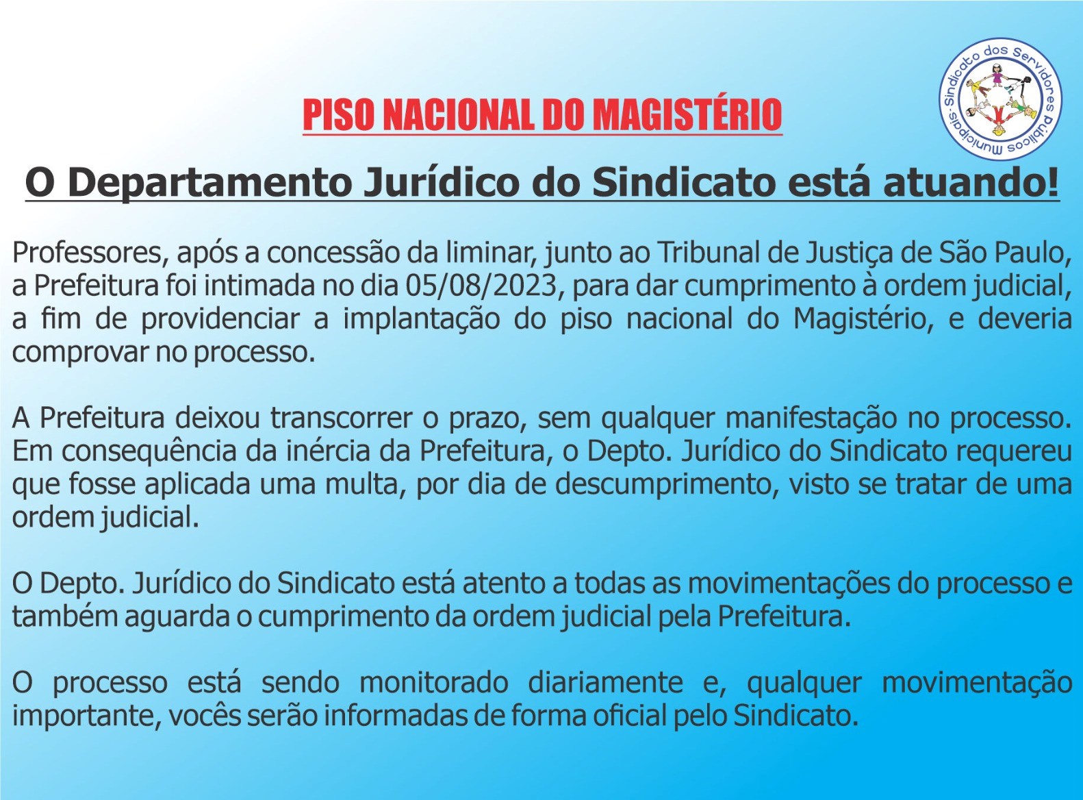 Comunicado – Piso Nacional do Magistério