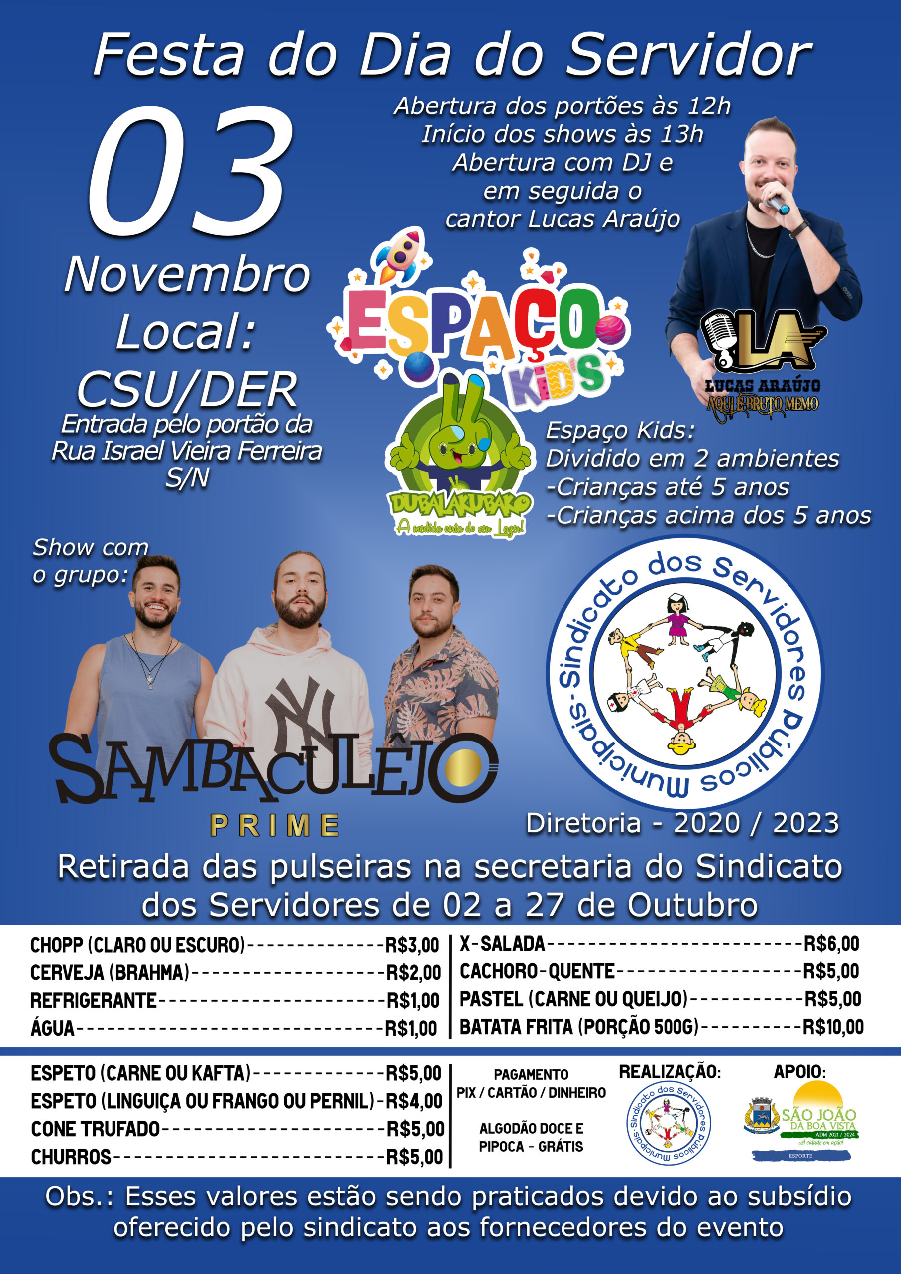 Festa do Dia do Servidor Público será 3 de novembro