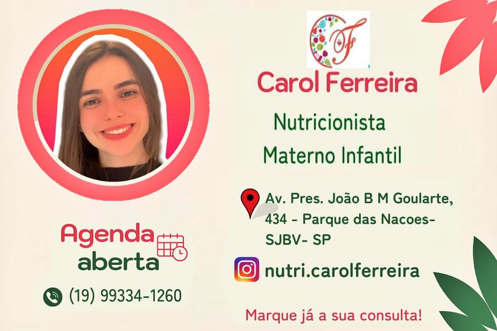 Nutricionista Ana Caroline Ferreira – desconto de 10% à vista