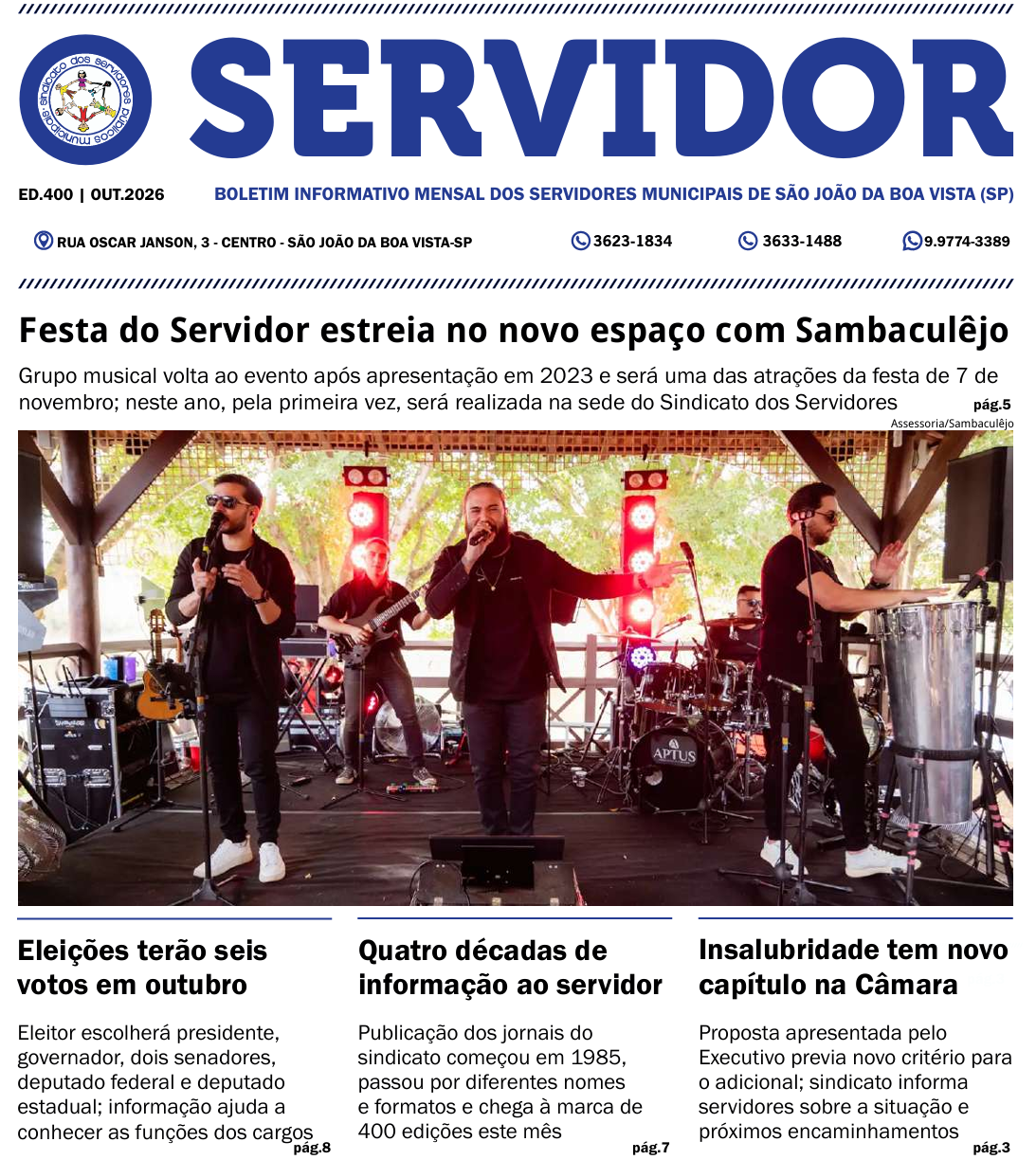 Capa da edição 400 do jornal O Servidor
